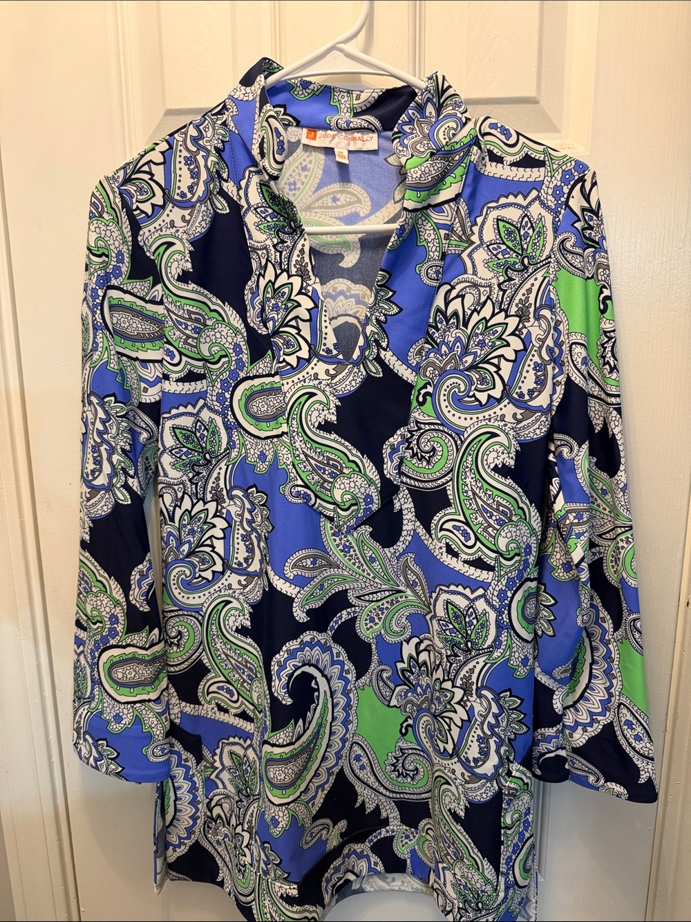 Jude Connally Blue Green Paisley Tunic Top